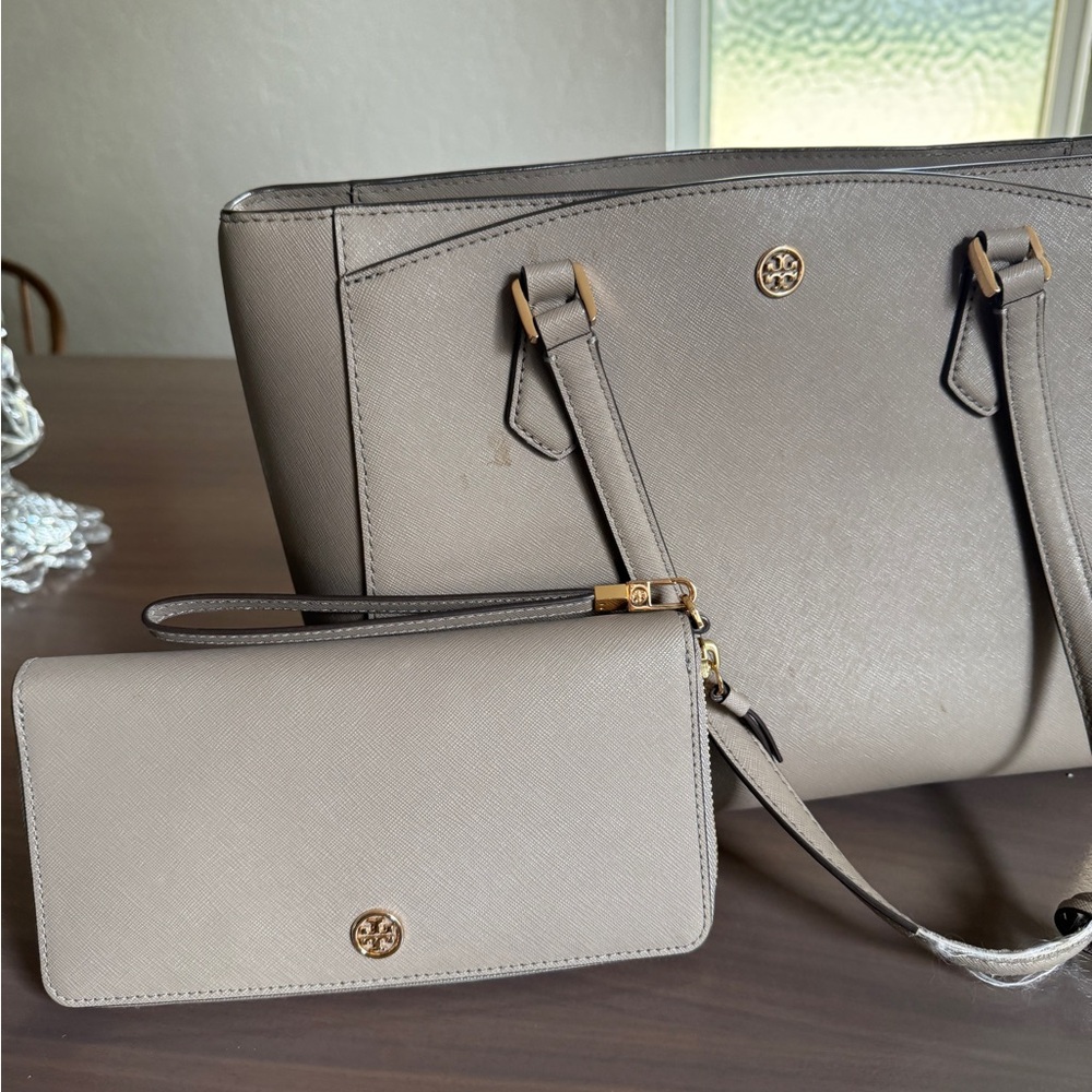 Tory Burch Gray Leather Tote